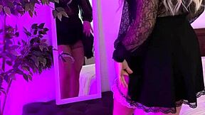 Beautiful woman in sexy garter, homemade video
