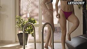 European teen girls have crazy poolside sex sessions