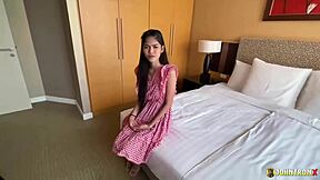 Interracial creampie for petite Asian teen in a pov video