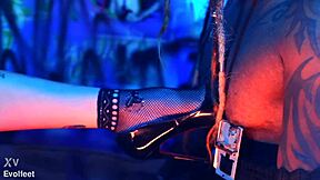 Big natural tits and foot domination in a femdom lesbian scene