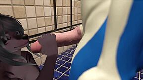 Alpha male dominates slutty girl at the gym in VRChat porn part 1