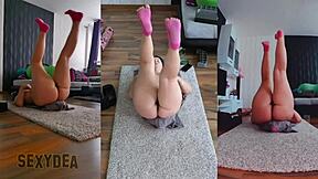 Enjoy a triple cam view of my naked workout