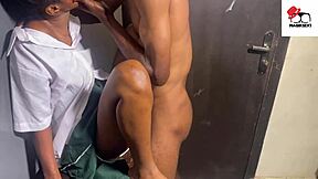 Big black cock fucking student in the office