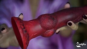 Asian teen's wild solo session with dragon thrusting dildo