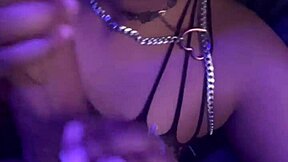 Beautiful black woman gets a facial with cum and moans of pleasure