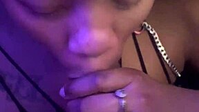 Beautiful black woman gets a facial with cum and moans of pleasure