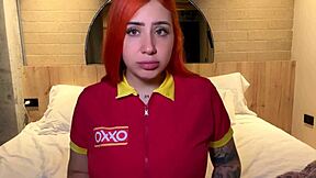 A curvaceous Oxxo maid masturbates for her boss and accidentally records it