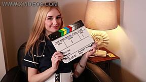 Blue eyes nurse from Essex gets a facial with a 1 on 1 blowjob and ass fuck