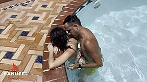 Skinny teen with beautiful tits masturbates and swallows cum