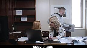 Busy office work, but she's ready for action