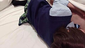 schoolgirl in uniform rides me till creampie fills her up