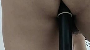 The guy's dick is sucked by a cute girl in POV style