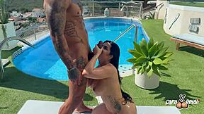 Garden fuck fest with oiled ass and roughness