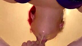 Dripping wet close up blowjob with cum in mouth
