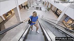horny blonde can't stop masturbating in public mall... so hot!