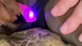 Sexy black model uses a vibrator to get off for a white guy