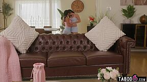 Two teen babysitters caught in passionate play