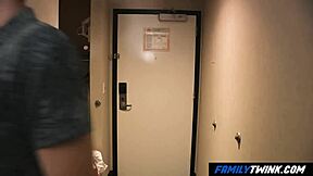 Hot hotel spanking turns violent for playful twink
