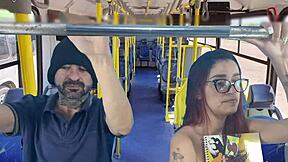 Student gets fucked by stranger on the bus while others wait