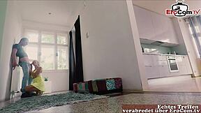 Horny German woman=lustful housewife picks up younger man