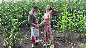 I escorted sexy stepsister through rainy cornfield, sparks