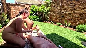 Gorgeous brunettes and hairy pussy in stunning garden