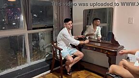 The doctor fucked the patient in the office chair during the anal examination