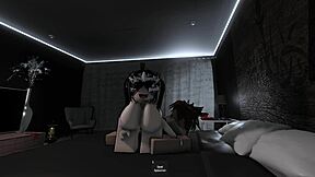 A girl from a rich family gets fucked in Roblox