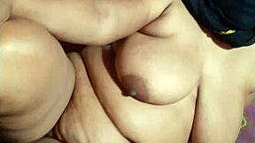 Desi aunty showing big boobs and hairy pussy in public