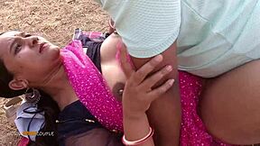An Indian girl is tied up and gets fucked in the open air