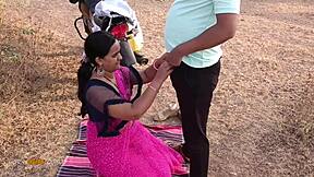 An Indian girl is tied up and gets fucked in the open air
