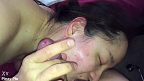 Asian MILF giving a blowjob and getting her pussy fucked