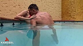 Older man fucks young woman in the pool