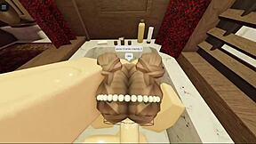 A sexy brunette with big ass gets fucked in the bathtub