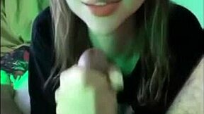 The girl licks the cock of a stranger that she found on Snapchat