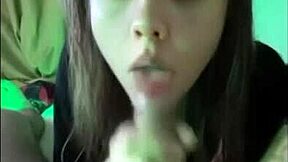 The girl licks the cock of a stranger that she found on Snapchat