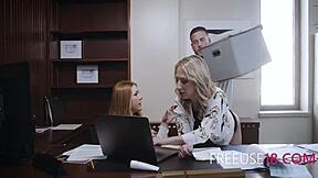 Office freeuse threesome slams hard with no limits