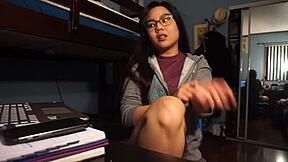 Tied toes tickled hard in foot fetish play