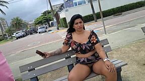 Corninho Shows Off Wife's Hairy Pussy on Beach and Street