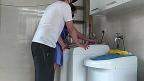 i couldn't resist teasing the repair guy fixing my washing machine at home.
