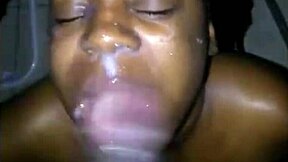 Tight Pussy Ebony Teen Takes Huge Cumshot After Deepthroat