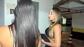 Two Hot Girls Meet with Tension. Can You Guess What Sparks Fly in This Party Kiss?