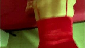 Wow! French Amateur in Red Satin Lingerie Gets PUSSY POUNDED!