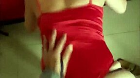 Wow! French Amateur in Red Satin Lingerie Gets PUSSY POUNDED!