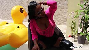 so, maxine x grabs the biggest dildo around and just goes to town on her wet cunt.