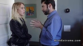 couple ties up hot blonde for rough domination sex
