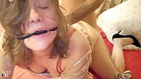 I can’t believe I’m deepthroating in this pink satin dress and red bra lingerie!