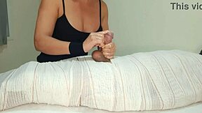 Wow! Mummified handjob interrupted by explosive cum after two minutes