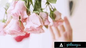 Photographer Siri Dahl licks and scissors with local florist