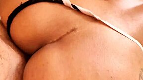 Stepmom Luna Oliveira shares bed with stepson for bareback anal and creampie in tight pussy.